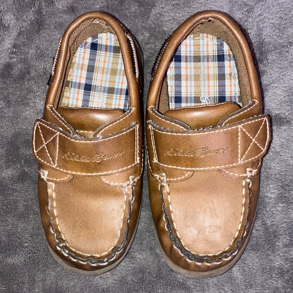Eddie Bauer Boys Velcro Brown Dress Shoes/Loafers Toddler size 9 - Picture 1 of 8